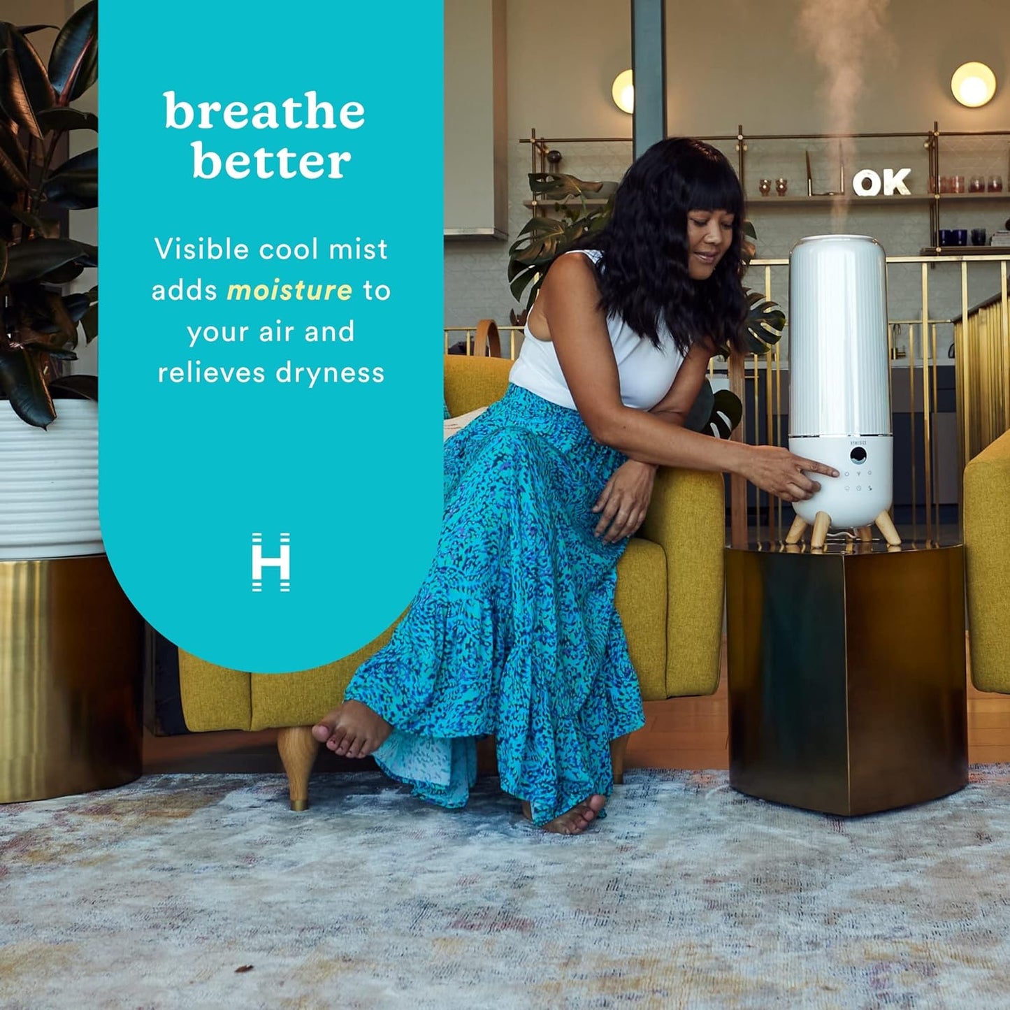Homedics Cool Mist Ultrasonic Humidifier for Bedroom, Large Room Humidifier, Top-Fill 1.47-Gal Tank, Essential Oil Pads, Built-In Timer, 3 Mist Settings, Air Humidifier for Home, Office, Plants