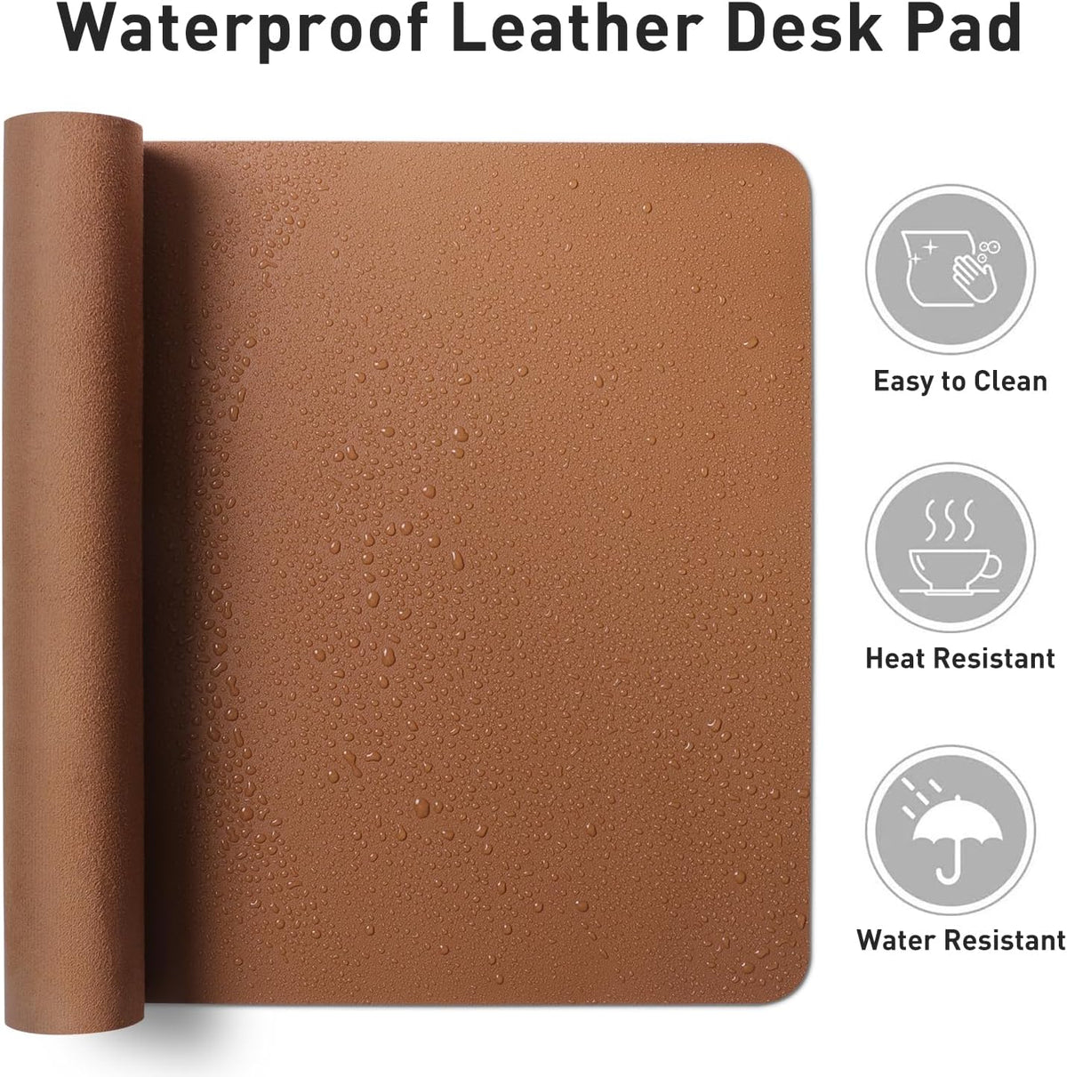 Aothia Leather Desk Pad Protector, Mouse Pad, Office Desk Mat, Non-Slip PU Leather Desk Blotter, Laptop Desk Pad, Waterproof Desk Writing Pad for Office and Home (48"x17",Brown)