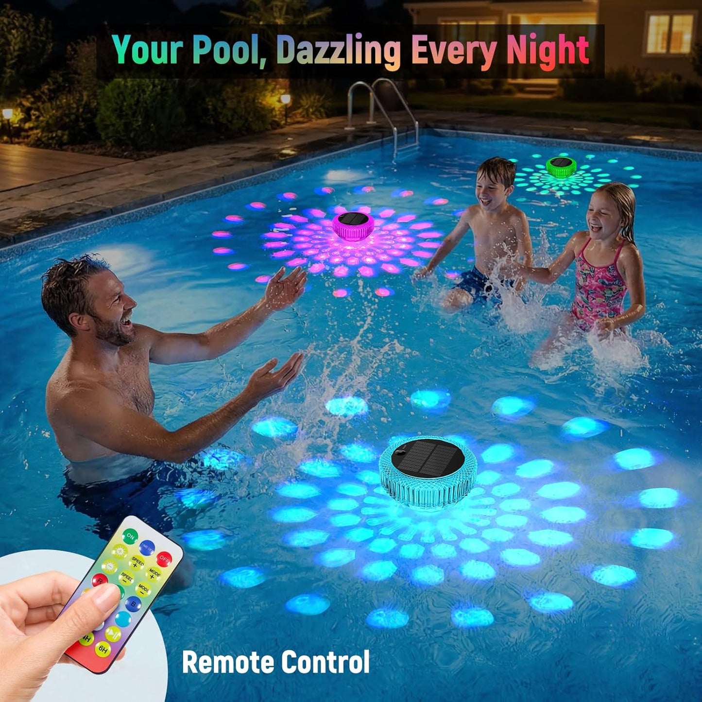 VICHTOP Solar Floating Pool Lights - 2 Pack, RGB Color Float Pool Lights, IP68 Waterproof, Pool Decor Lighting Accessories for Inground, Above Ground Pools, Outdoor, Garden
