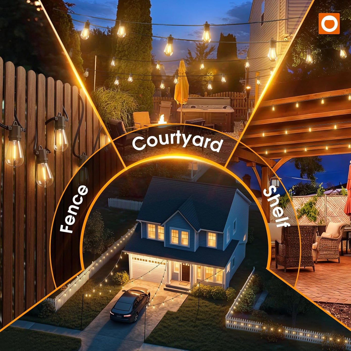 addlon 54FT(48+6) Solar String Lights Outdoor Waterproof with USB Charging & Remote Control - Dimmable Solar Power Patio Lights with LED Bulbs for Porch, Garden, Yard, Market, Bistro - Last for 20+Hrs