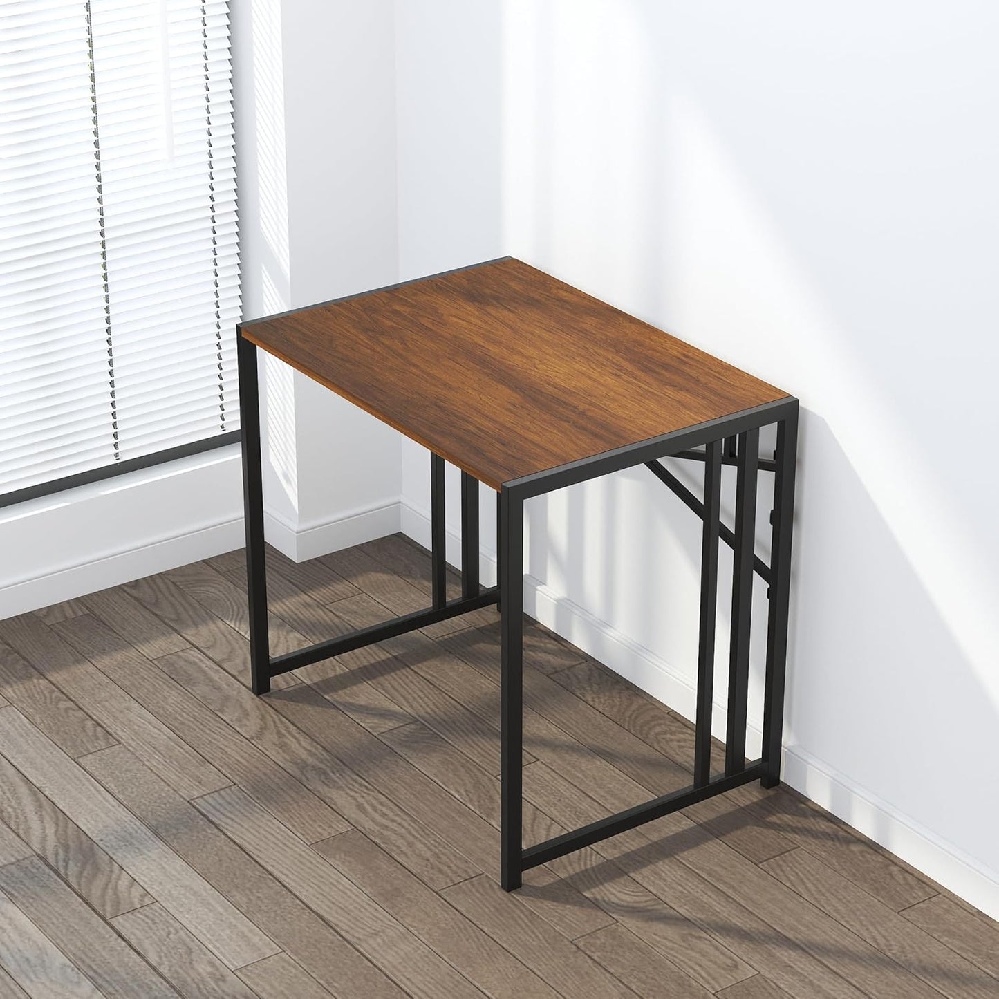 Lutown-Teen 32 inch Folding Small Desk, Writing Gaming Computer Camping Desk for Small Spaces, No Assembly Required Home Office Desk, Mahogany