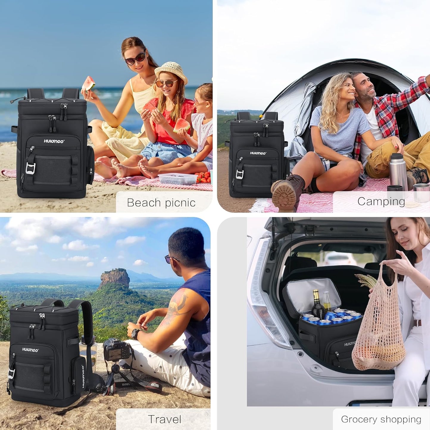 Hulongo Large Waterproof Insulated Cooler Backpack for Men & Women, Leak Proof Cooler Backpack for Camping, Beach, Fishing, Picnic, Travel, Outdoor, 30L, 48Cans