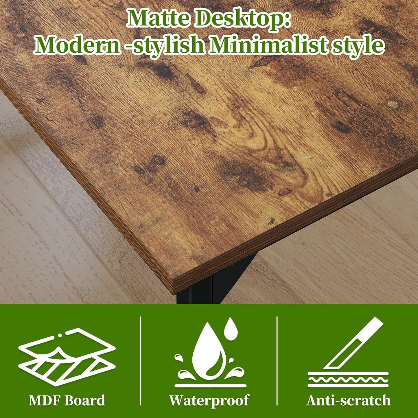 Grandder 32 inch Computer Desk, Small Home Office Desk Study Writing Kid Table for Small Spaces, Simple PC Work Desk, Adjustable Feet, Rustic Brown