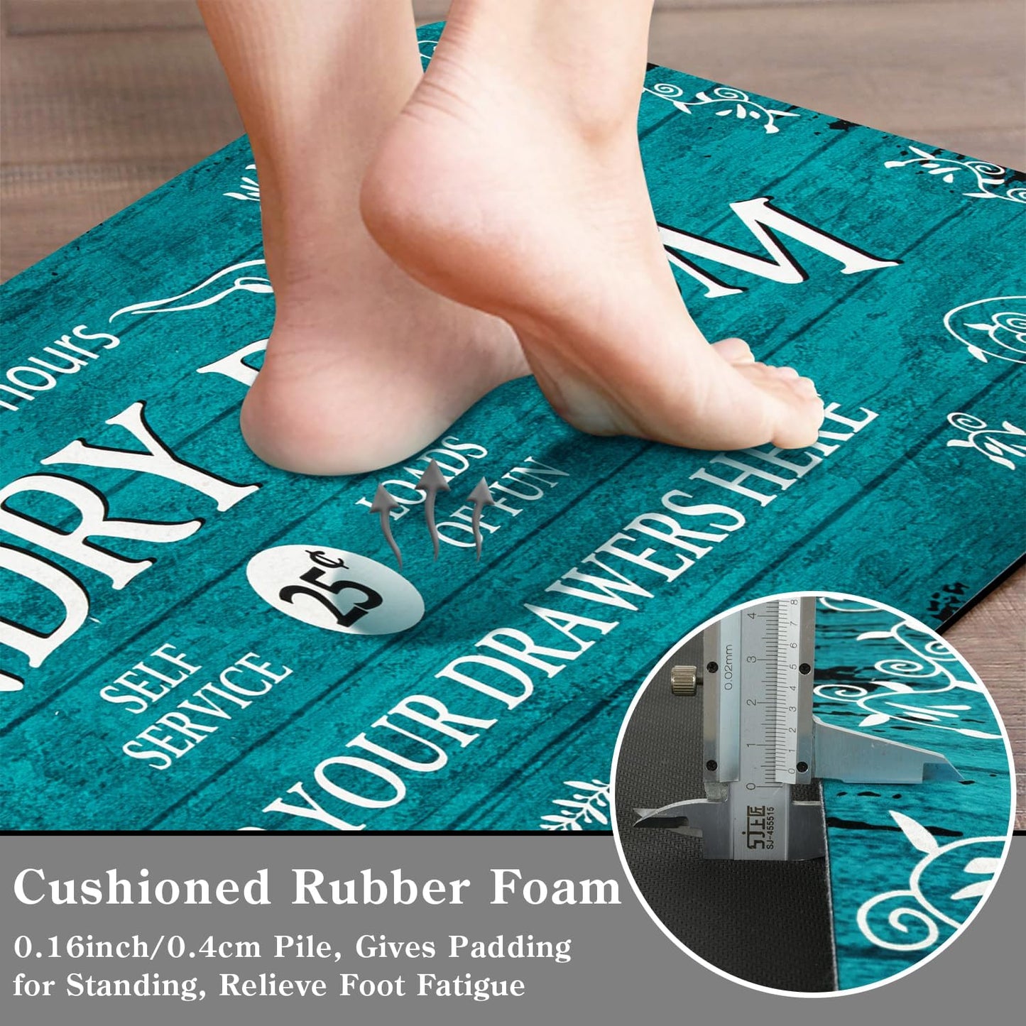 Lahome Remi Farmhouse Laundry Room Rug Runner 20"x59" Laundry Rugs and Mats for Laundry Room Non Skid Washable Floor Carpet Runner Rug for Washroom Mudroom Kitchen Bathroom Hallway Decor, Blue