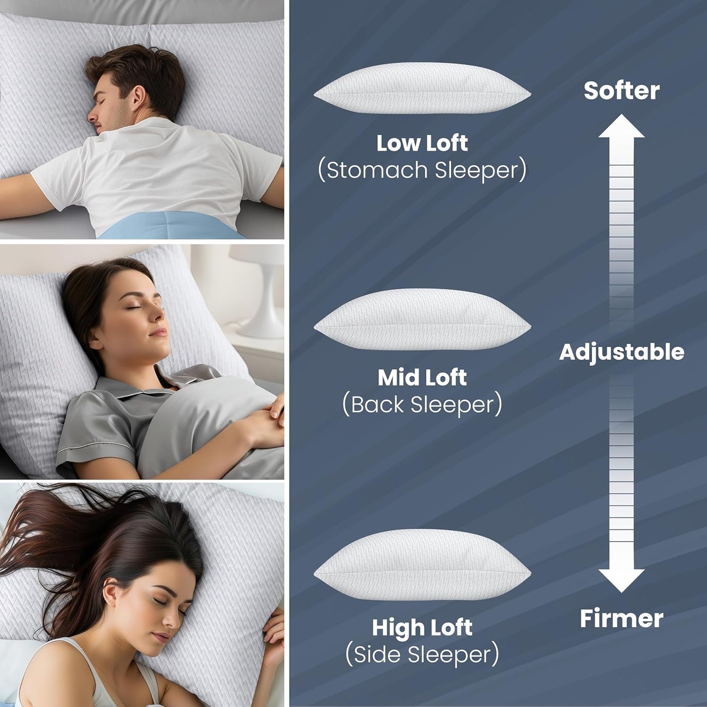 Utopia Bedding Shredded Memory Foam Pillows (Queen), Cooling Adjustable Bed Pillows for Sleeping with Washable Pillow Case, Back, Stomach and Side Sleeper Pillow, Plush and Supportive (1 Pack)