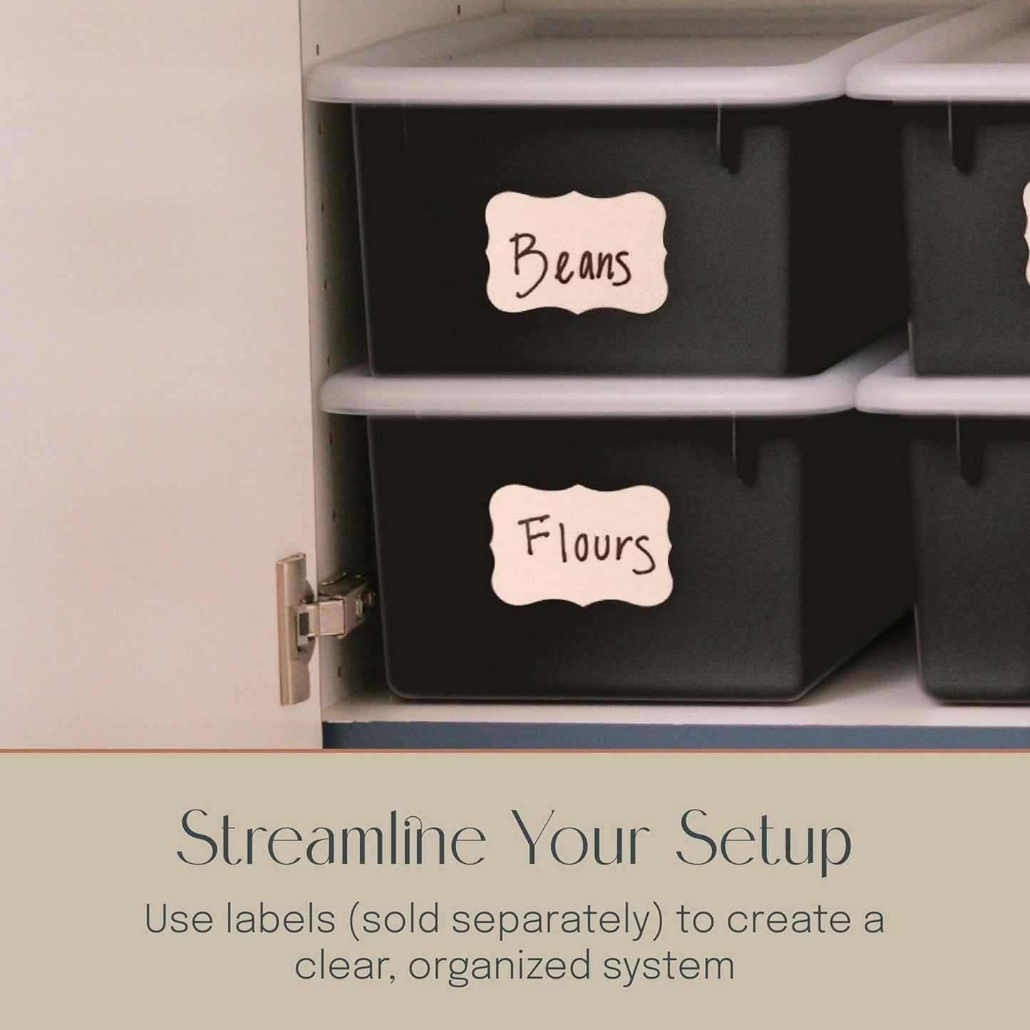 Cubby Storage Bins with Non-Snap Lids, 10-Pack, Black