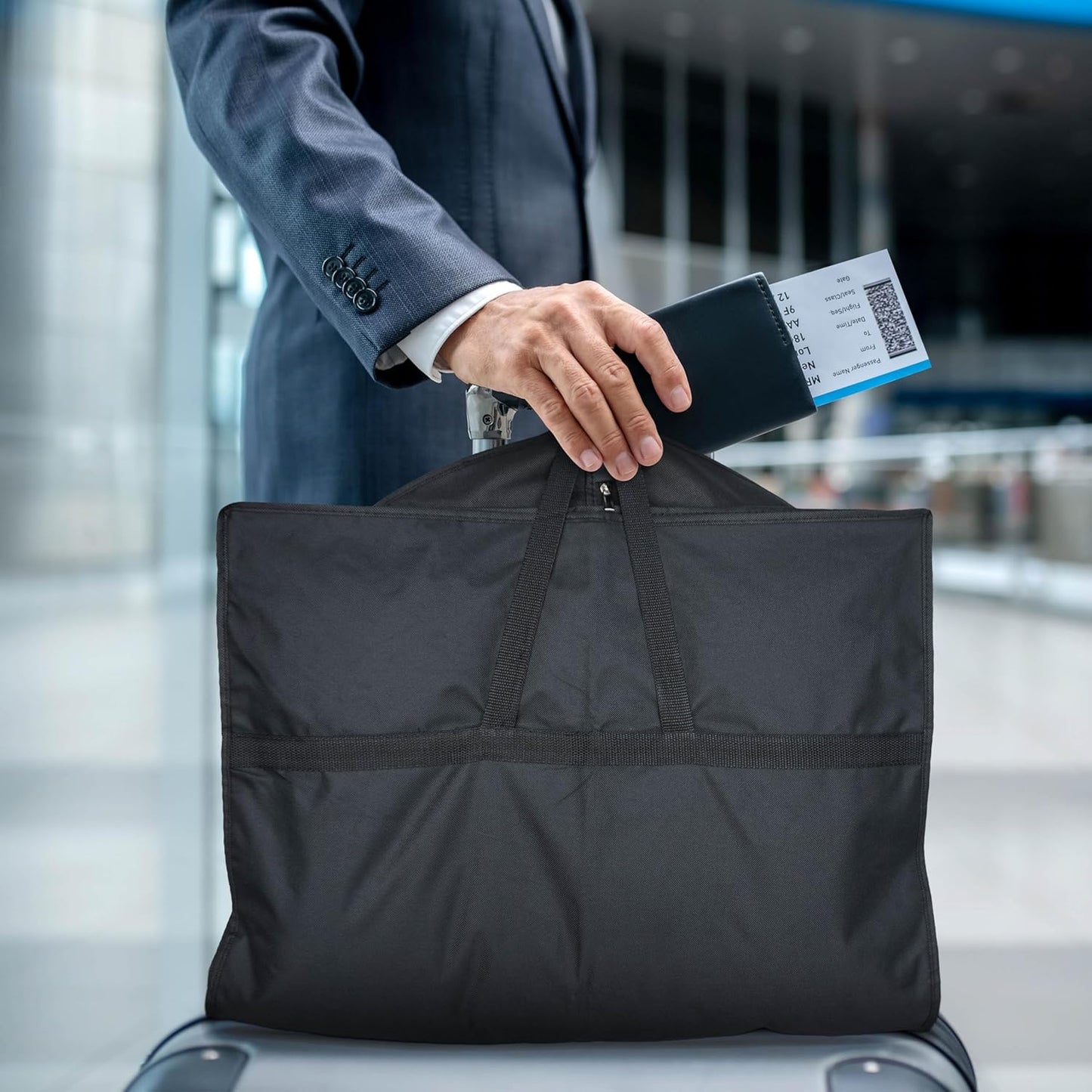 Lazebox 43" Travel Garment Bag with Accessories Zipper Pocket, Heavy Duty Suit Bag for Suits, Tuxedos, Dresses, Coats, Black, 3 packs