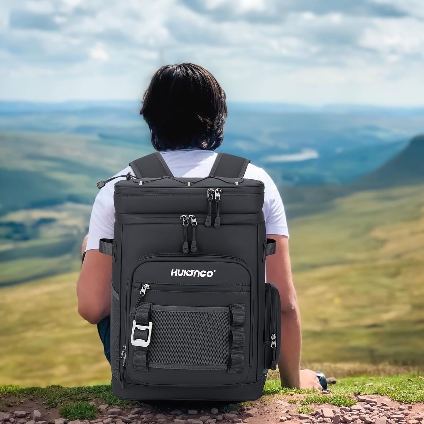 Hulongo Large Waterproof Insulated Cooler Backpack for Men & Women, Leak Proof Cooler Backpack for Camping, Beach, Fishing, Picnic, Travel, Outdoor, 30L, 48Cans