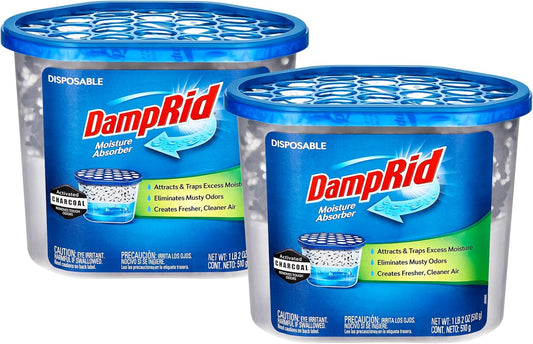 Damp Rid Bucket Charcoal Moisture Absorber, Humidity Absorber & Odor Eliminator for Home, Bathroom & Basement, 10.5 oz Disposable 2 Pack – Ilios Packaging