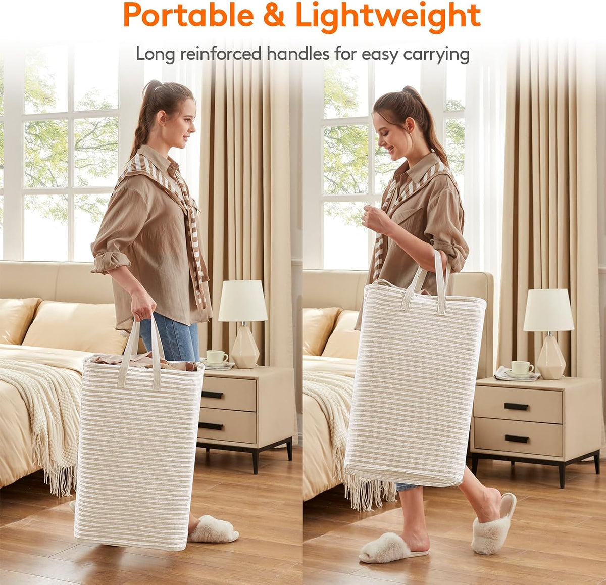 Lifewit 80L Large Laundry Baskets, 1 Pack, Reinforced Handles, Beige