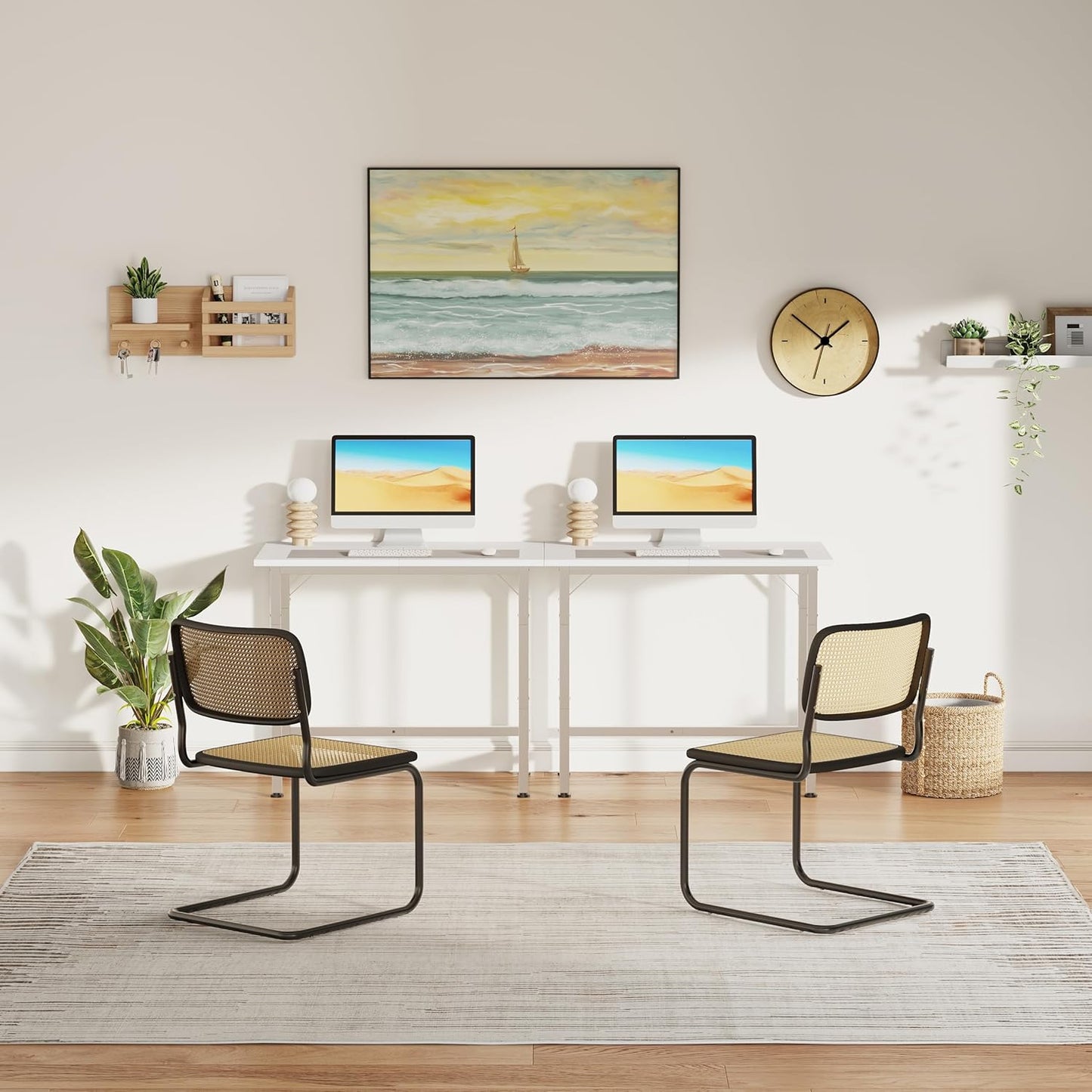 COTUBLR Small Desk, 24 Inch Small Computer Desk for Spaces, Compact Tiny Mini Simple Desk Table for Bedroom Home Office Writing Work Study Kids Student Teacher, Bonus Mousepad, White