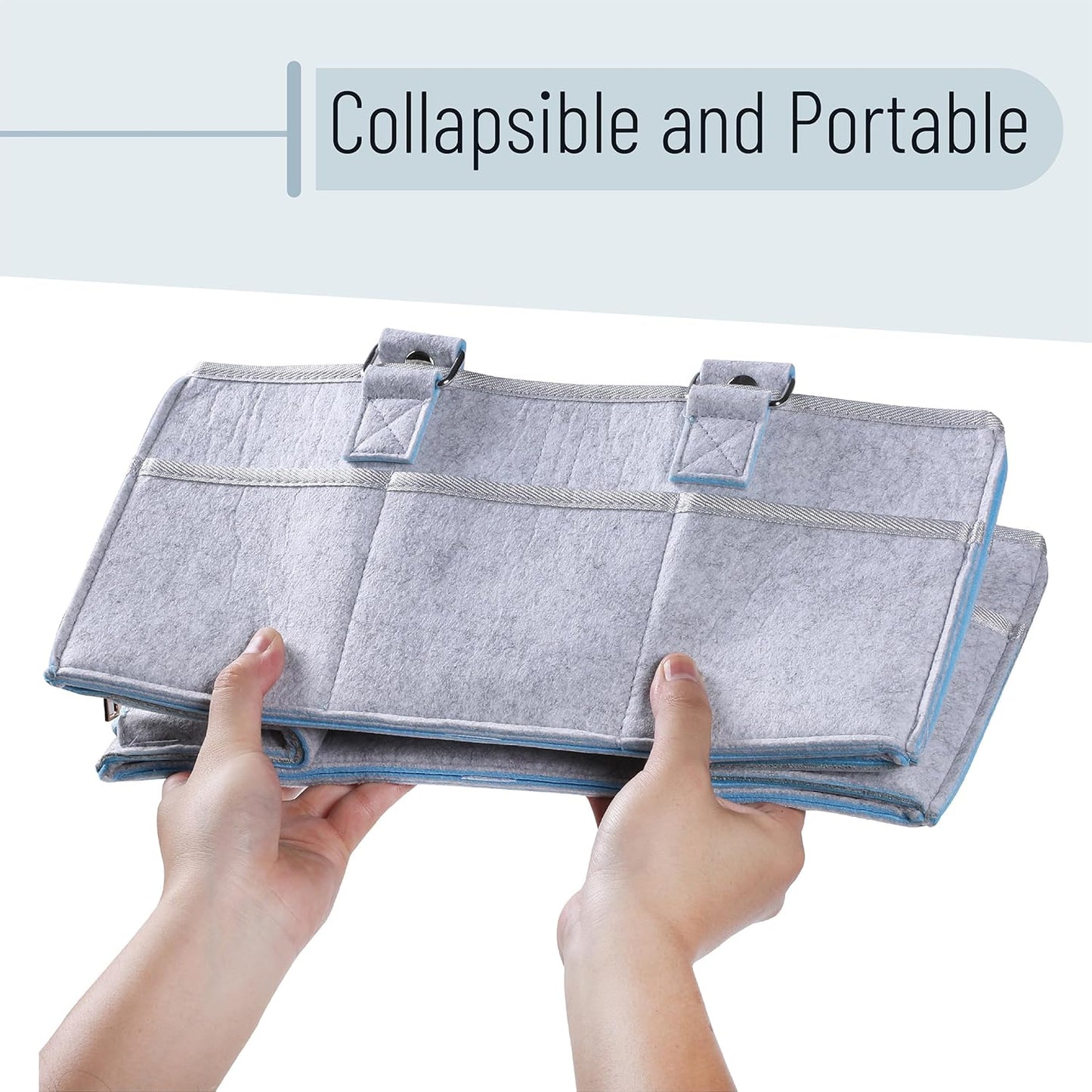 Mr. Pen- Baby Diaper Caddy Organizer, Gray, Blue Inside, Nursery Storage Bin and Car Organizer for Diapers and Baby Wipes