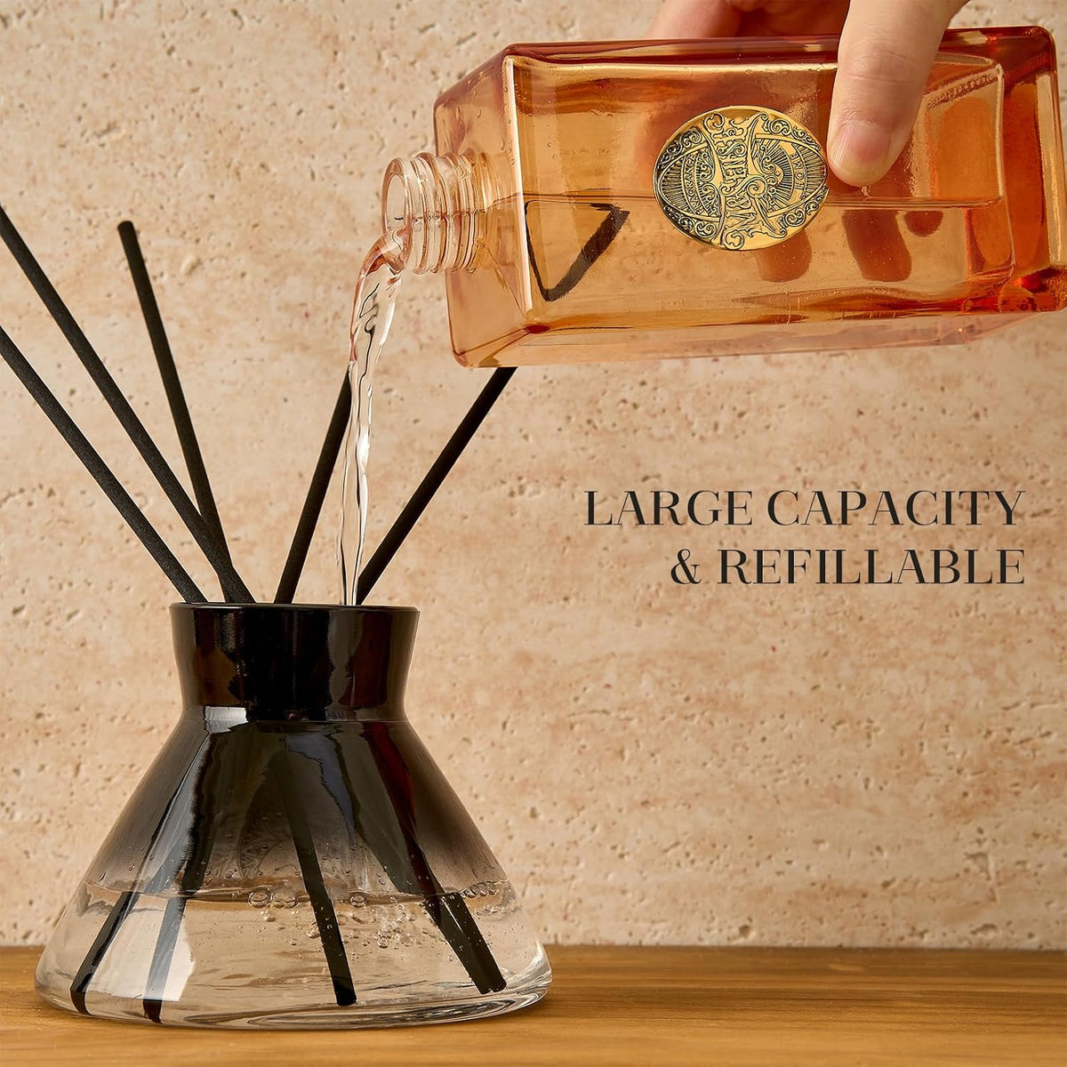 M&SENSE 6.3 oz Large Reed Diffuser Set | Bamboo Scent Oil Diffuser with Sticks | Hotel Collection Non-Toxic Essential Oil |for Bedroom Bathroom Living Room