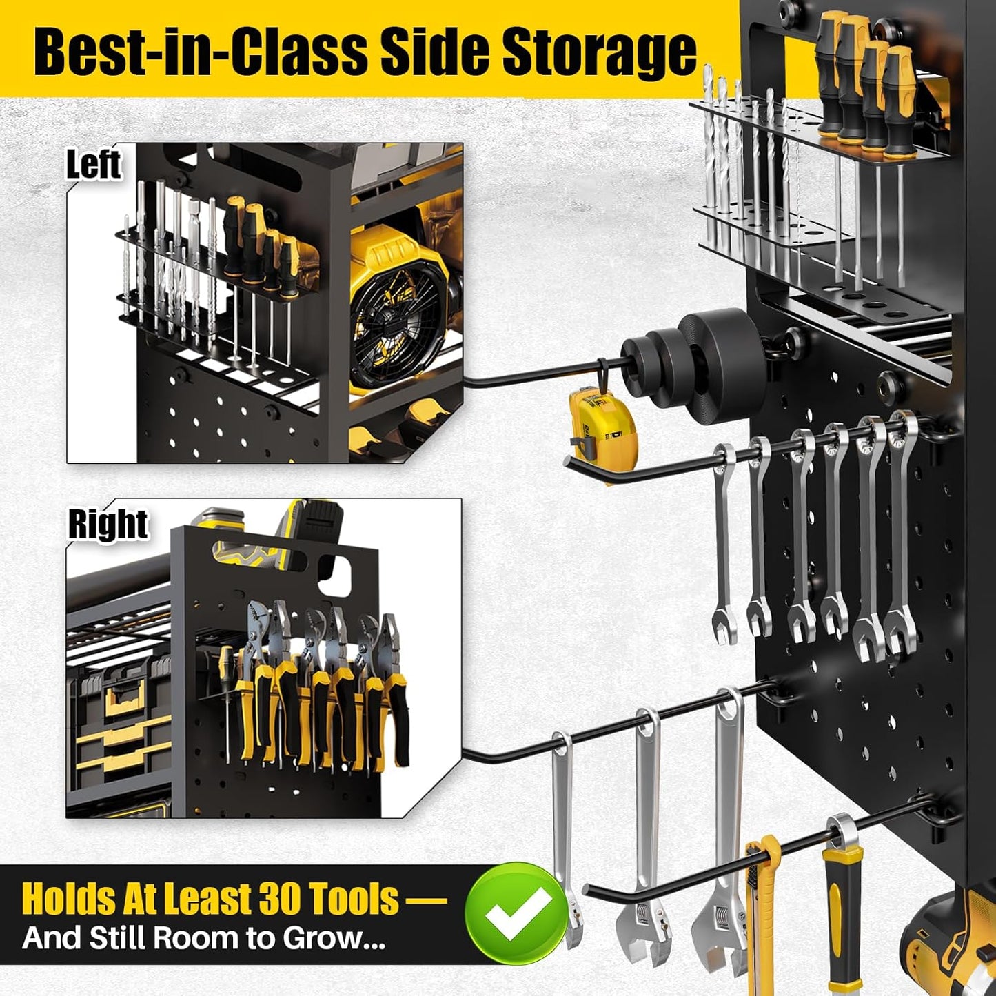 Large 49''W Power Tool Organizer Wall Mount | 620lbs Garage Storage Rack with 12 Cordless Drill Holder | 4-Tier Heavy Duty Utility Shelf for Battery Workshop Organization