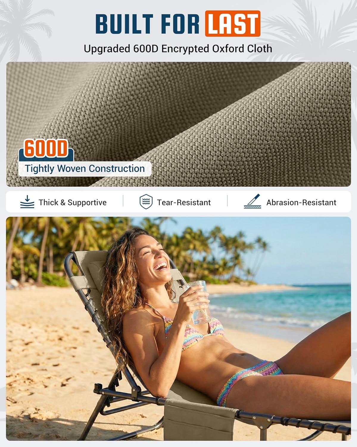 KingCamp Lounge Chair Outdoor,400LBS Tanning Chairs for Outside,Adjustable 5-Position Patio Lounge Chair Sunbathing Chase Lounge Chair Outdoor for Outside Beach Patio Sun Bathing Pool Backyard