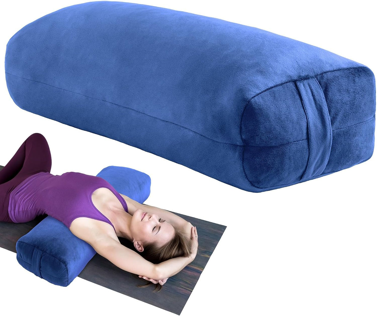 MABOZOO Yoga Bolster Pillow, Rectangular Bolster for Restorative Yoga & Meditation, Professional Meditation Cushion with Carry Handle, 27"X10"X6"