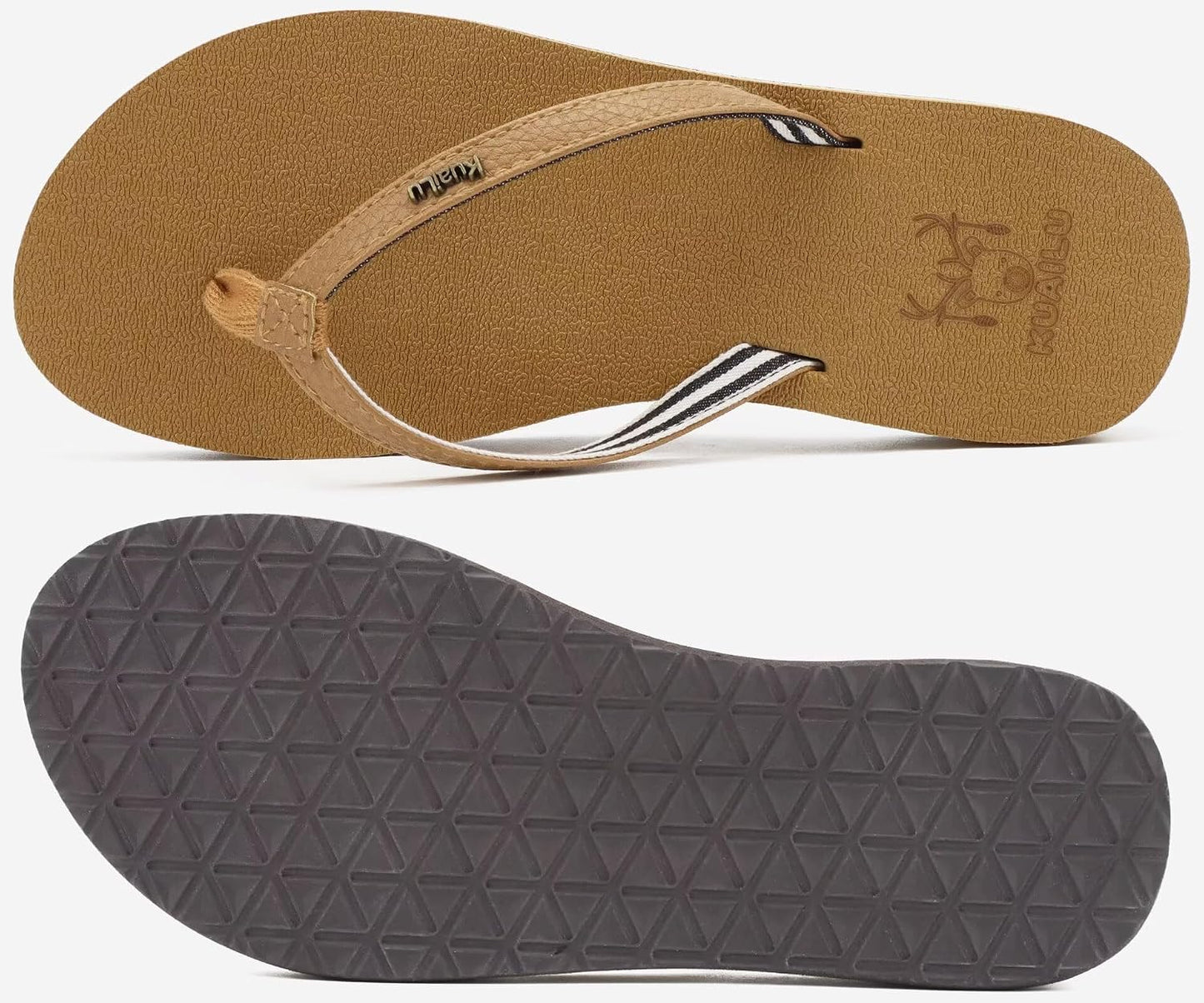 KuaiLu Womens Arch Support Flip Flops Comfortable Yoga Mat Slip on Summer Beach Walking Thong Cushion Sandals