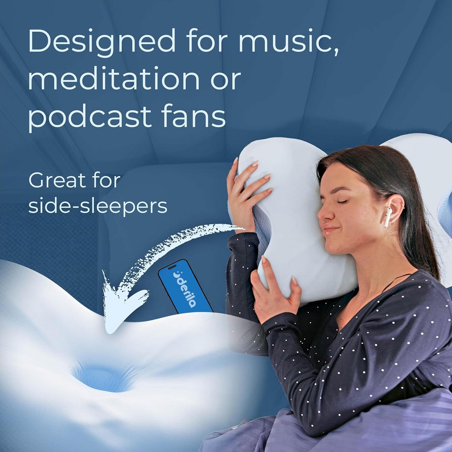 Derila Ergo Cervical Neck Pillow for Sleeping Pillow Contour Memory Foam Pillows for Back, Side Sleeper Pillows 21.25 x 14.17 x 4.72 inches