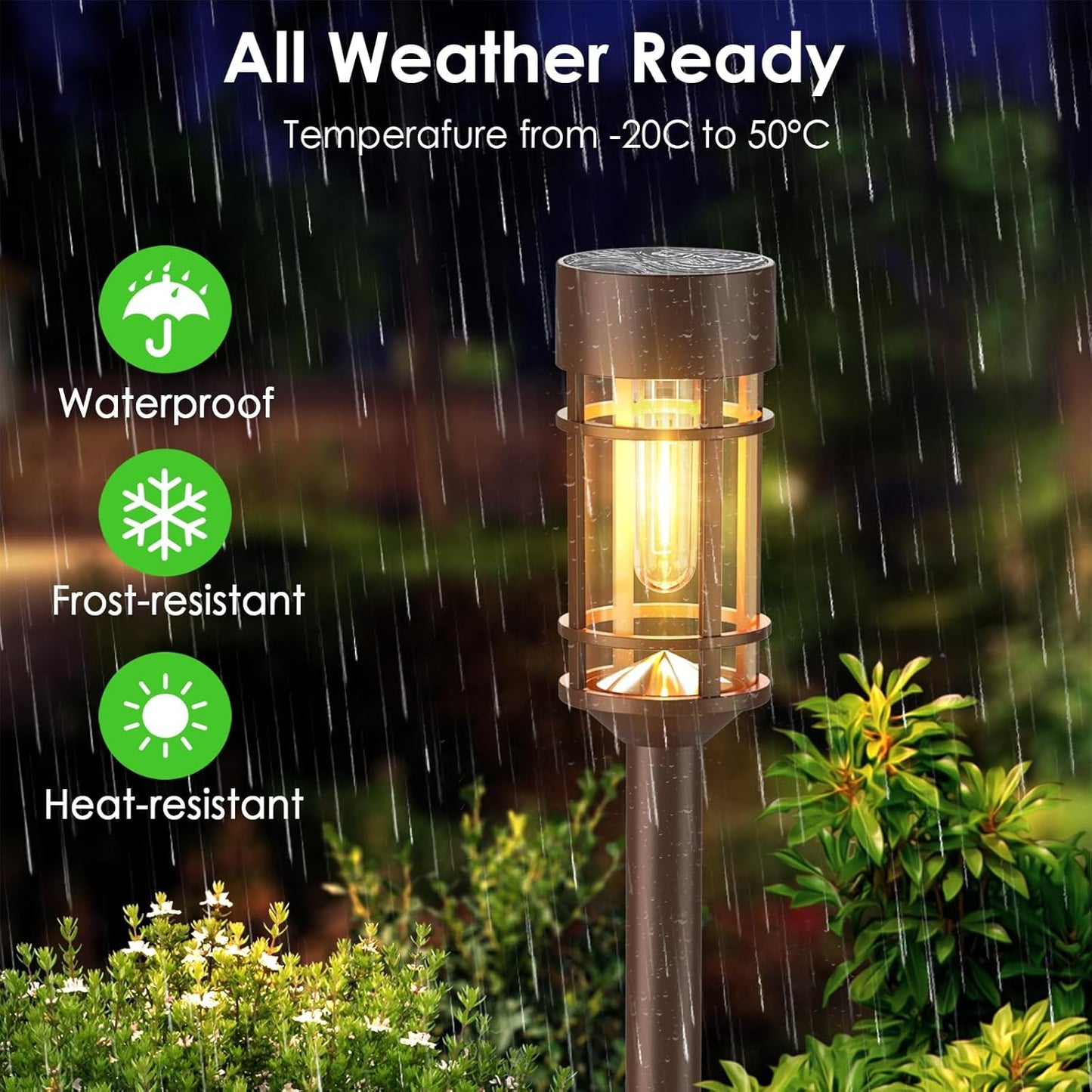 Mancra 8 Pack Solar Outdoor Lights, Bright Up to 12 Hrs Solar Lights for Outside, Waterproof Solar Garden Lights for Patio, Yard and Landscape, Brown