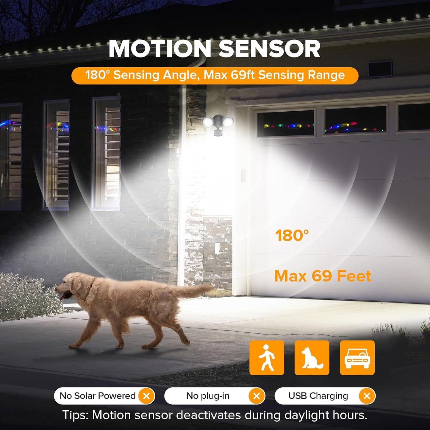 LUTEC 32W 3500 Lumen LED Security Lights Motion Sensor Light Outdoor, 5000K Daylight, IP65 Waterproof, Dusk to Dawn, Hardwired Motion Detector Flood Light for Garage, Yard, Porch-Black