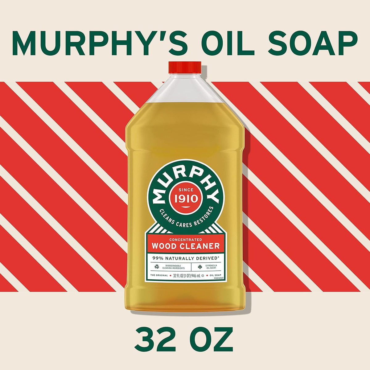 Murphy Oil Soap Concentrated Formula, Wood Cleaner, No-Rinse Floor Cleaner, Citronella Oil Scent, 32 fl oz Bottle (3 Pack)