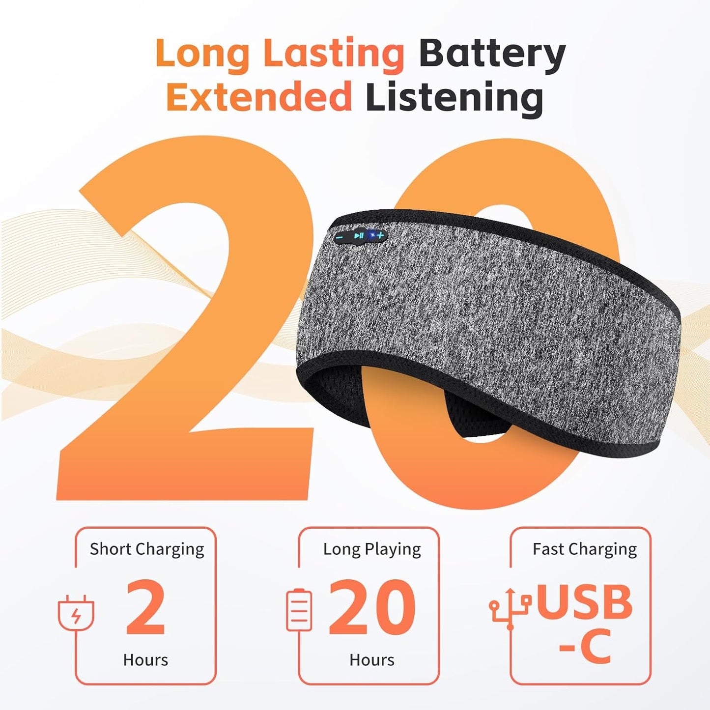Sleep Headphones Bluetooth 6.0 Headband, 20H Playtime Headband Headphones with HD Stereo Speakers, Sports Wireless Earphones for Side Sleepers Workout Yoga Travel Meditation, Gifts for Women Men