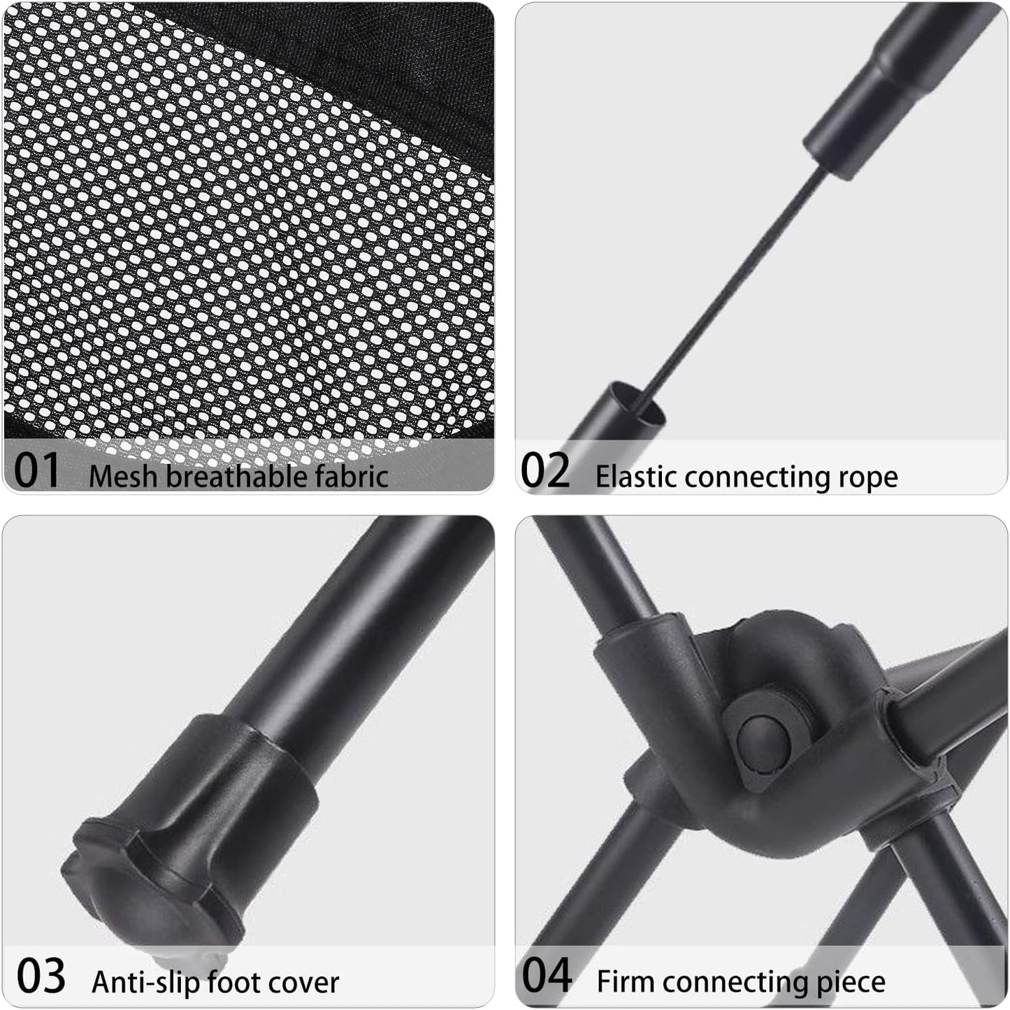 Wind Tour Portable Camping Chair Lightweight Foldable Outdoor Chair for Hiking Camp Backpacking Lawn Beach Fishing Picnic with Carry Bag (Black-2)