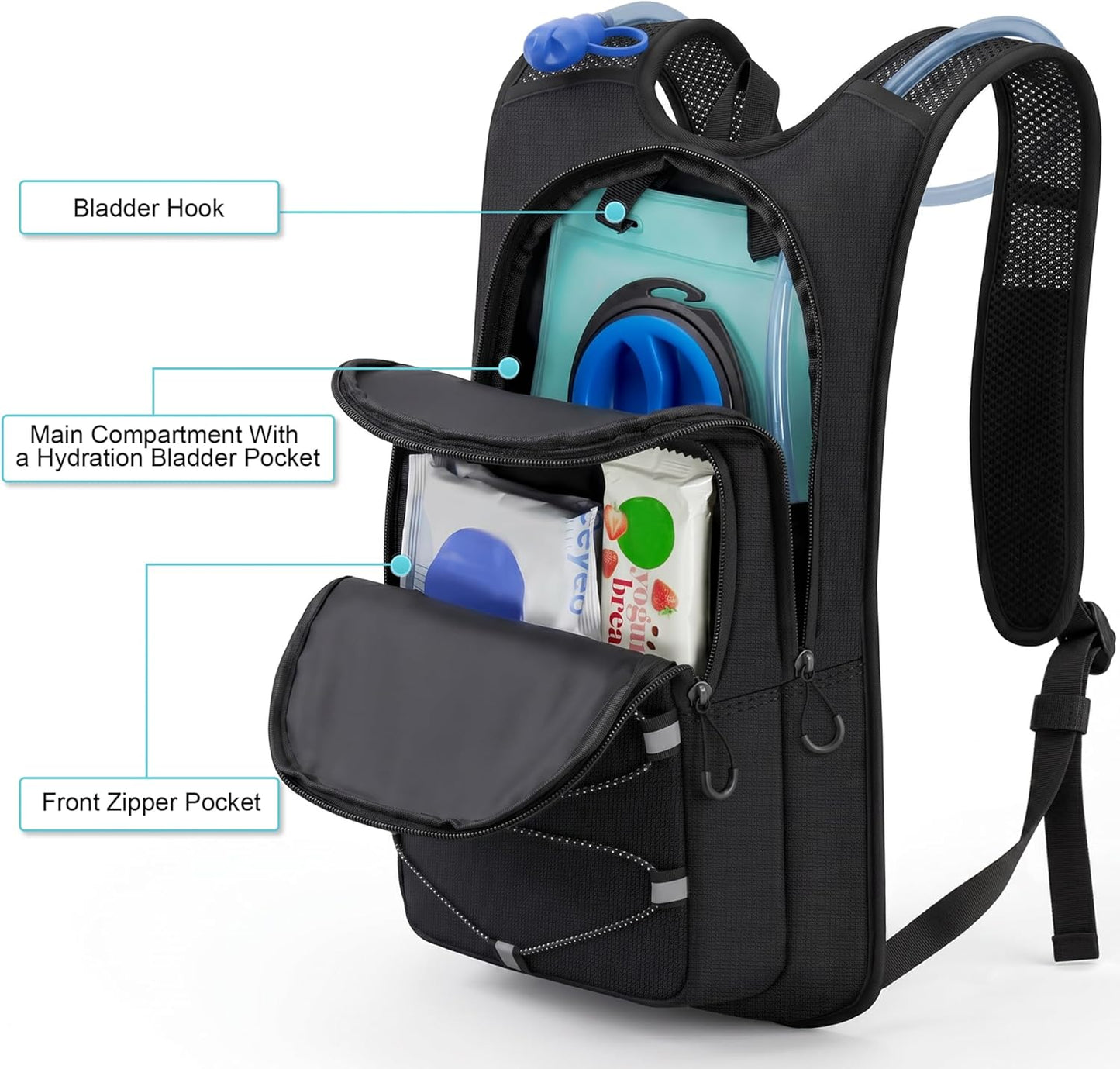 MIYCOO Hydration Backpack - Lightweight Hiking Water Backpack with 2L Water Bladder, Running Hydration Vest Backpack for Men Women, Hydration Pack for Hiking, Cycling, Climbing