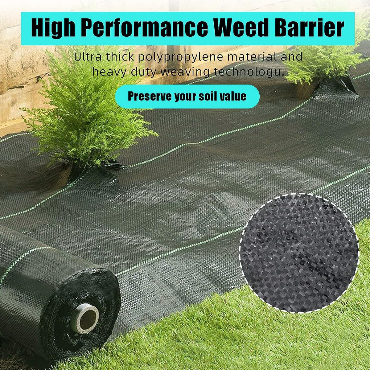 Broadfashion 6.5ft x 300ft Premium 3oz Pro Garden Weed Barrier Landscape Fabric, Durable & Heavy-Duty Weed Block Gardening Mat, Easy Setup & Superior Weed Control, Eco-Friendly & Convenient Design