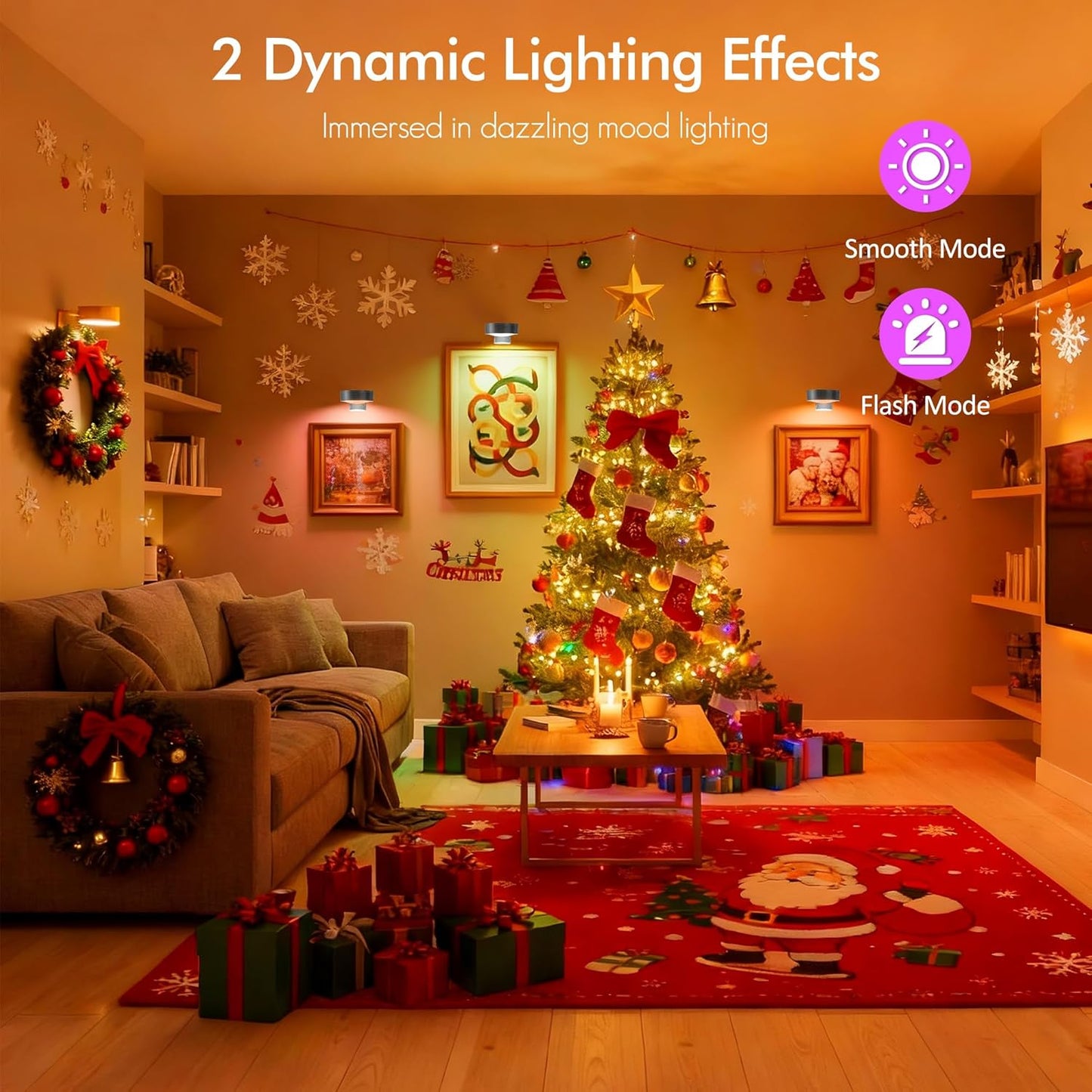 3Pack Picture Lights for Wall, RGB Color Changing Led Art Display Light with Rechargeable Battery Operated, Magnetic Painting Light with Remote Control, Wireless Home Wall Decorative Lighting, Black