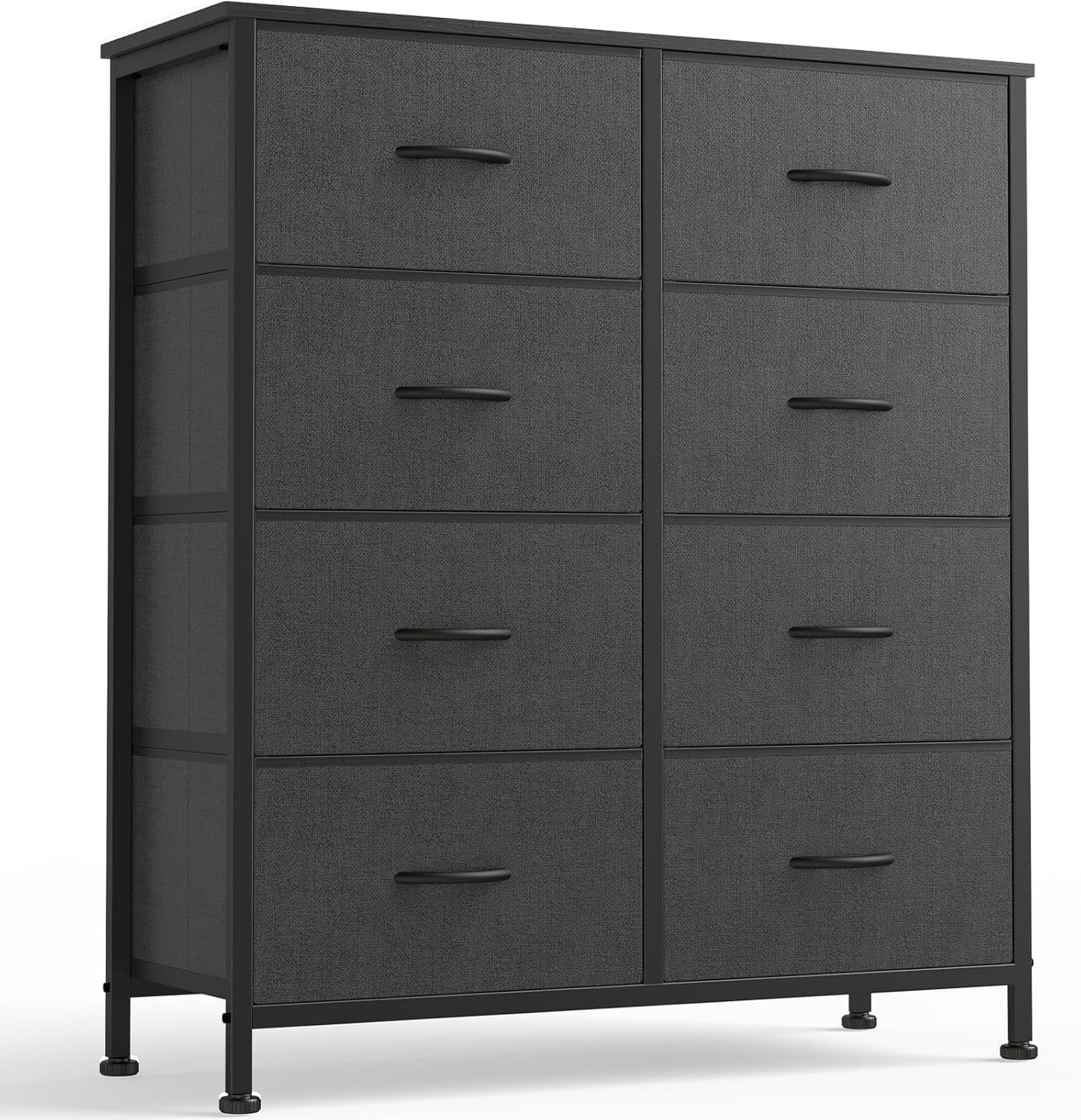 OLIXIS 8 Drawer Storage Dresser with Wood Top - Wide Fabric Chest Organizer for Bedroom, Closet, Living Room,Tower Cabinet, TV Stand, Hallway Entryway Furniture,Grey