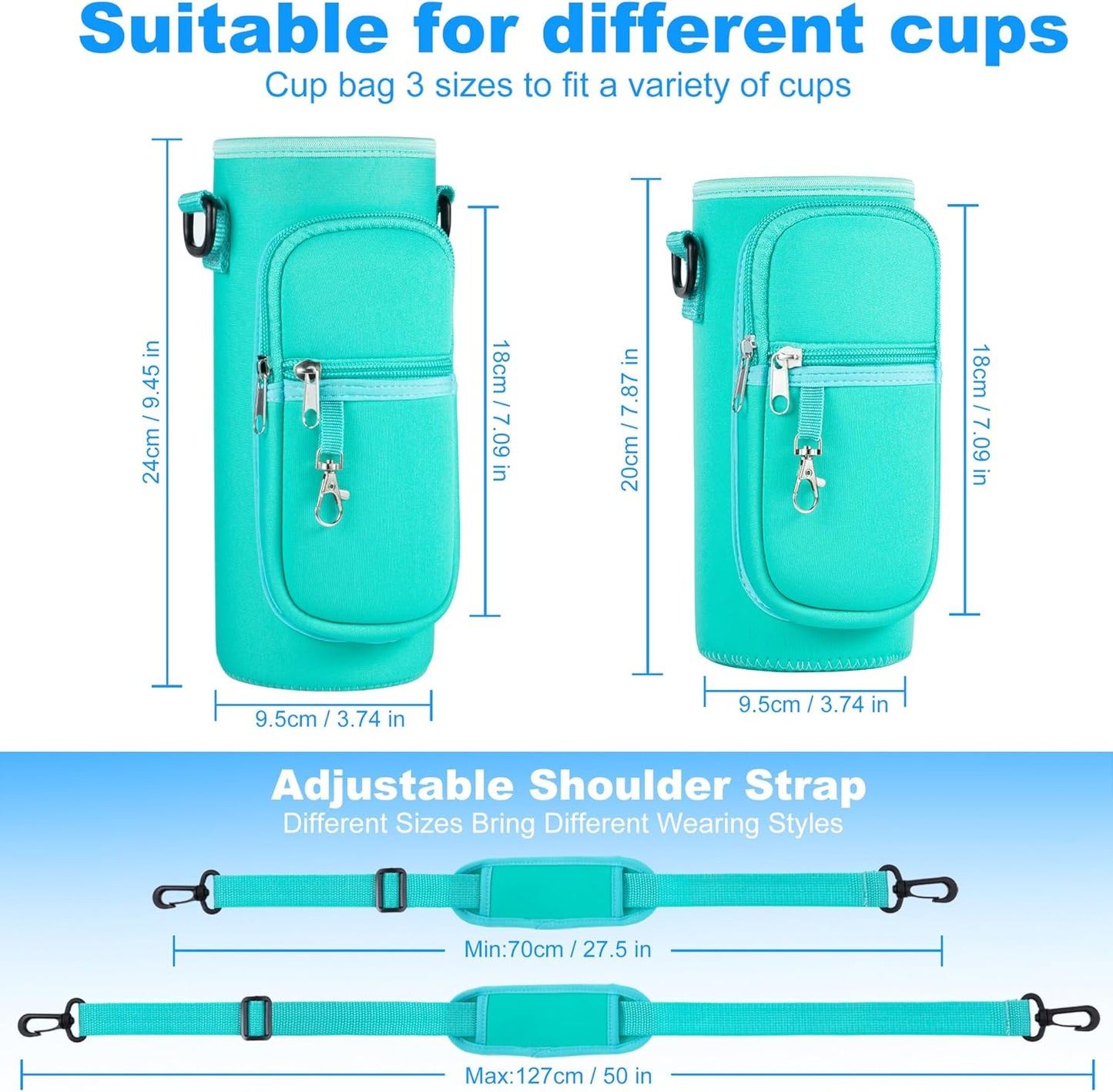 RRegeny Water Bottle Holder with Strap for Hydroflask 32oz 40oz, Carrier Sling Bag with Phone Pocket Water Bottle Sleeve for Men Women Hiking Camping Travelling