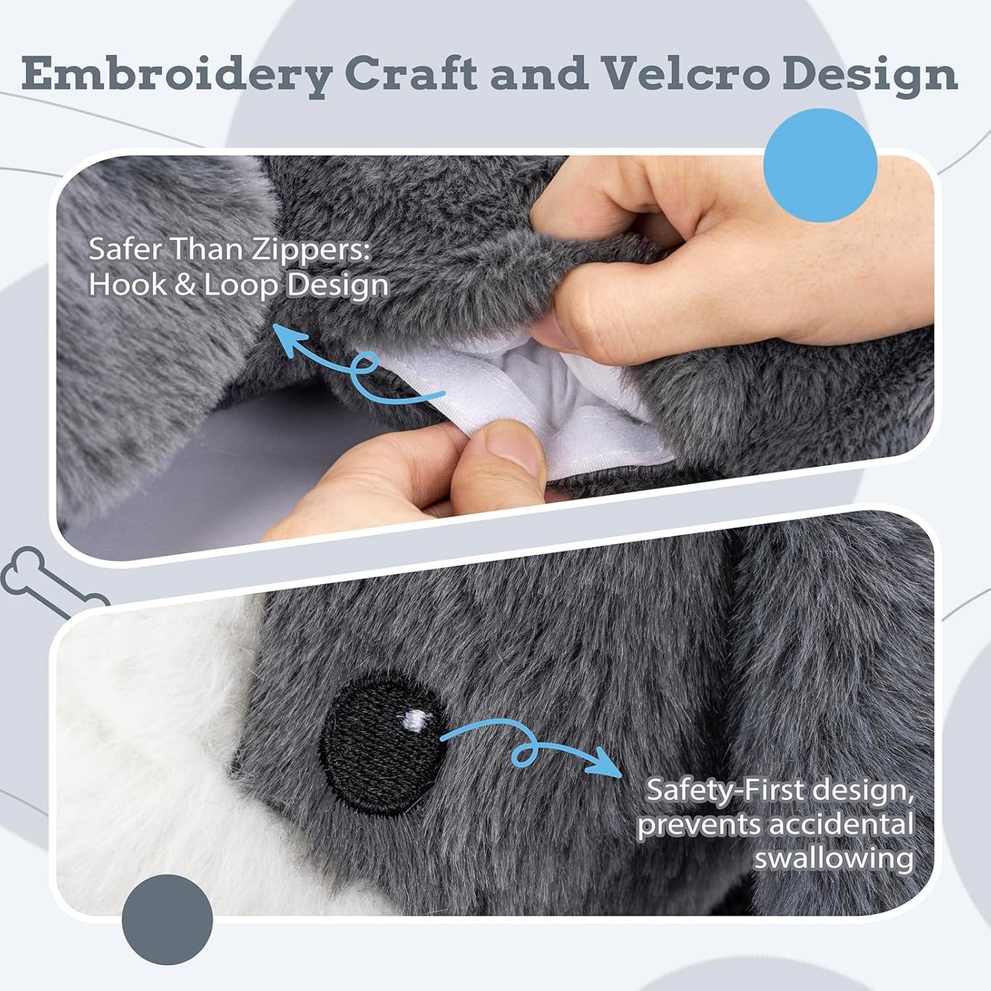 Moropaky Heartbeat Puppy Toys Dog Heartbeat Toy for Anxiety Relief Calming Aid, Heartbeat Stuffed Animal for Puppy Dog Comfort Sleep Aid Crate Training, Puppy Essentials, Dark Gray