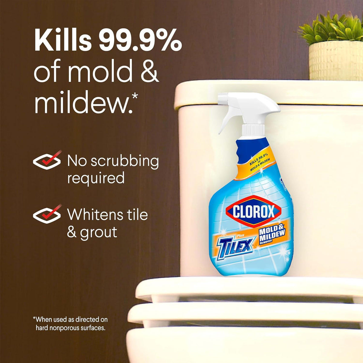 Clorox Plus Tilex Mold and Mildew Remover with Bleach, Spray Bottle, 32 Fluid Ounces, Unscented, Pack of 3