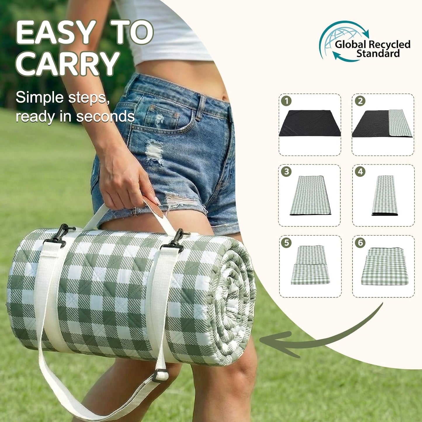 Genovega Waterproof Picnic Blanket Outdoor Camping Beach Mat Rug Extra Large Foldable Essential Roadtrip Gadget Rv Accessories Glamping Tent Gear Must Haves Hiking Stuff Backpacking Necessities Gift