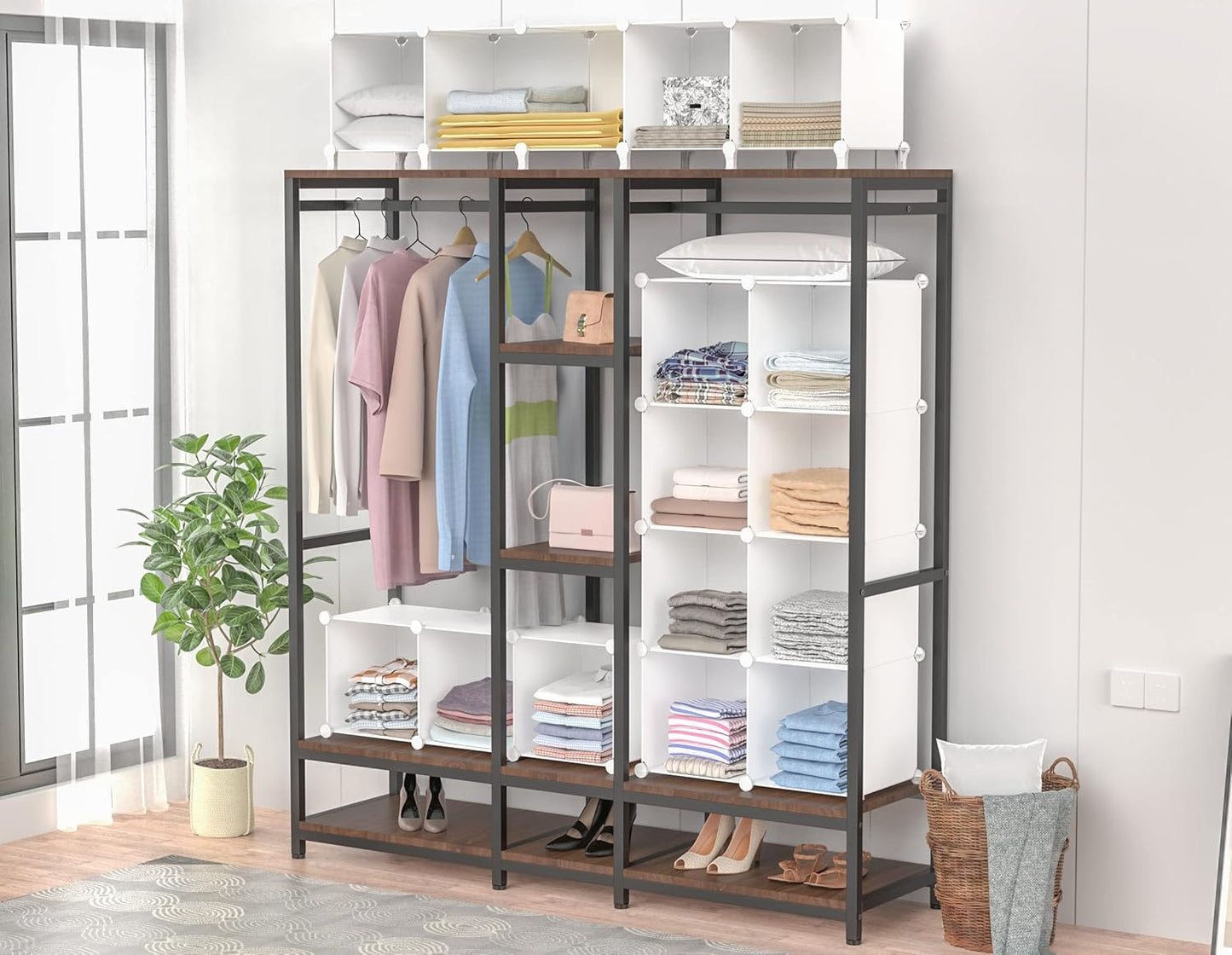 Closet Organizer, 12 Cube Closet Organizers and Storage, Portable Closet Shelves Clothing Storage, White
