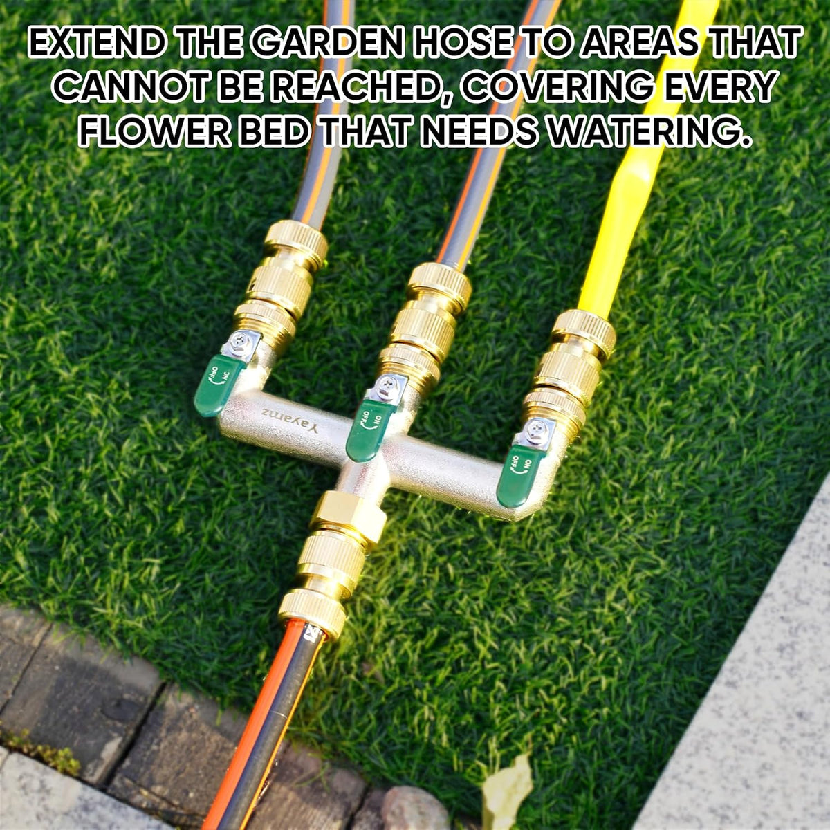 3 Way Garden Hose Splitter, 3/4" GHT Water Spigot Splitter - Green