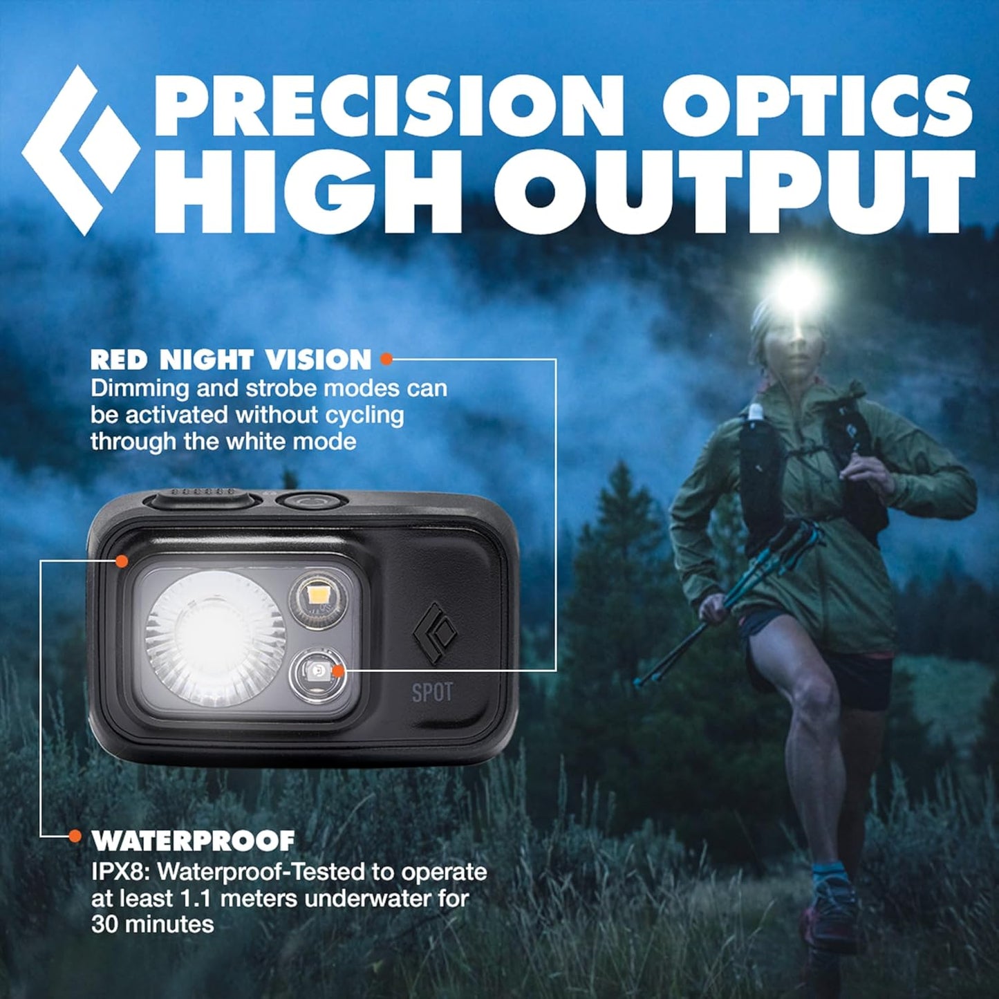 BLACK DIAMOND Spot 400 Headlamp | 400 Lumens Brightness, Dimmable | Waterproof & Durable | 3X AAA Battery Operated (Included) | Graphite