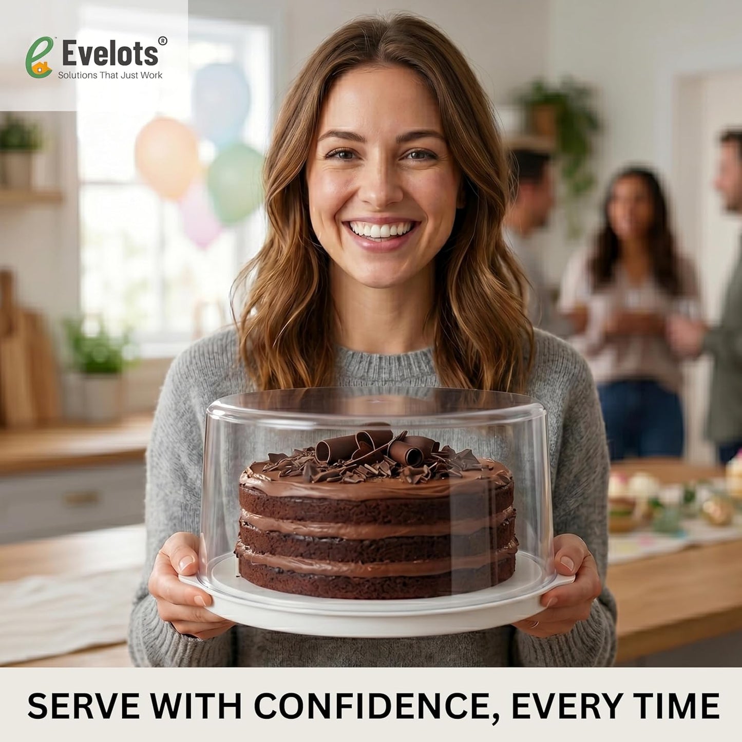 Evelots 4-Pack 10-Inch Airtight Food Storage Container with Lid - Portable Carrier for Pies, Cakes, Cupcakes & More - BPA-Free Clear Plastic - Secure & Easy Transport
