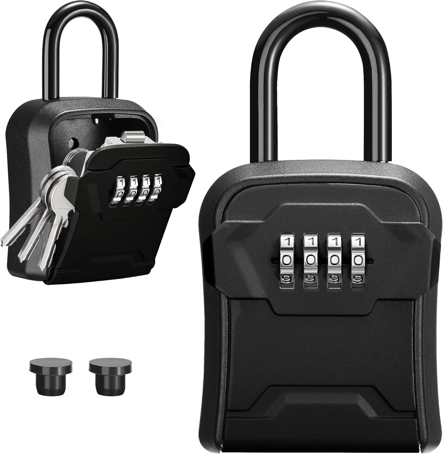 Puroma Lock Box, Key Lock Box Wall Mount & Portable Combination Lockbox with Resettable Code, Security Lockbox for Outside House Keys, Apartment Realtors Spare Keys Storage (1 Pack, Pure Black)