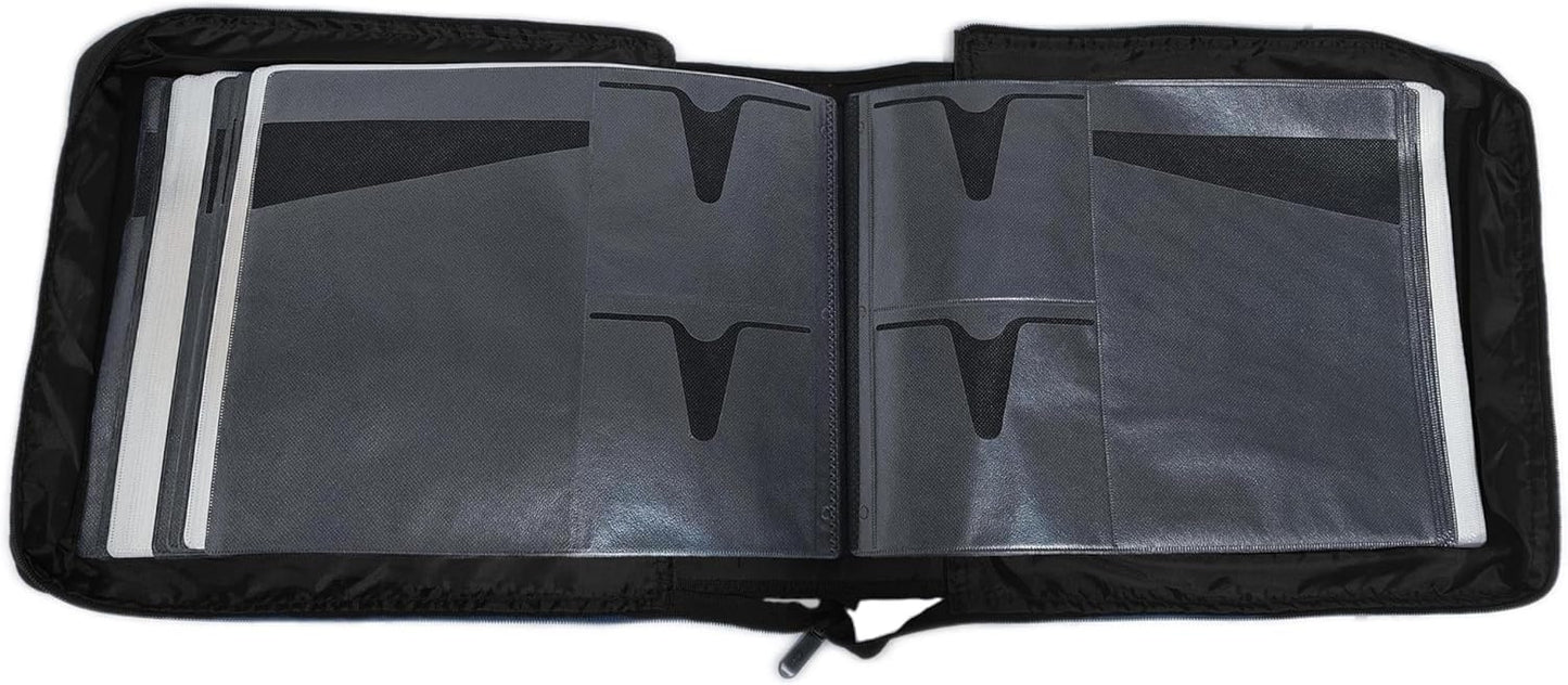 DVD CD Storage Case with Extra Wide Title Cover Pages for Blu Ray Movie Music Audio Disk (Portable Carrying Binder Holder Wallet Album Home Organizer Shelf)- Black, 192 Disk Units, 96 Booklet Pockets