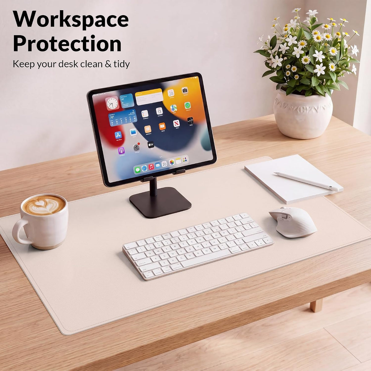 AFIING Cork Desk Mat, 31.5" x 17", Pink,Desk pad Protector