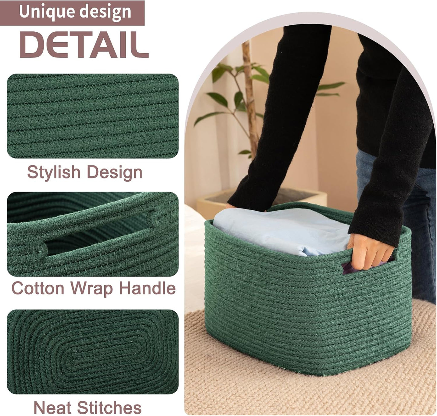 OIAHOMY 4 Pack Storage Baskets for Organizing 15L Cube Storage Bins Green