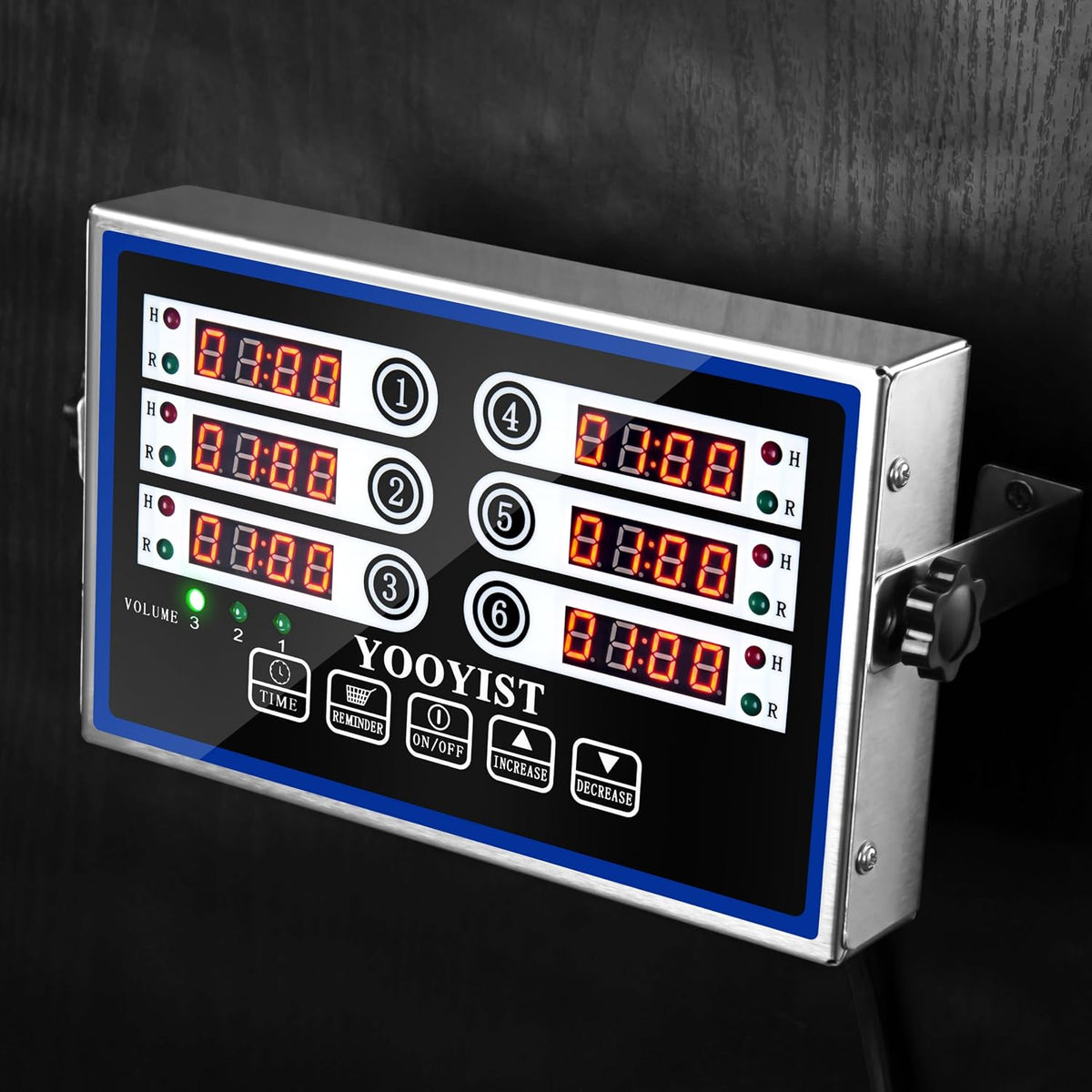 Kitchen Timers for Cooking – 6 Channel Commercial Kitchen Timer Restaurant Kitchen Supplies – Stainless Steel LED Technology Kitchen Timer Digital – Reminder Function, Loud Alarm, Black