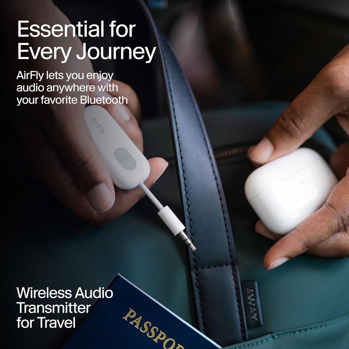 Twelve South AirFly SE | Bluetooth Wireless Audio Transmitter Adapter for AirPods/Headphones, 20+ Hr Battery, Works with 3.5mm aux Jacks on Airplanes, TVs, Gym Equipment, and Travel