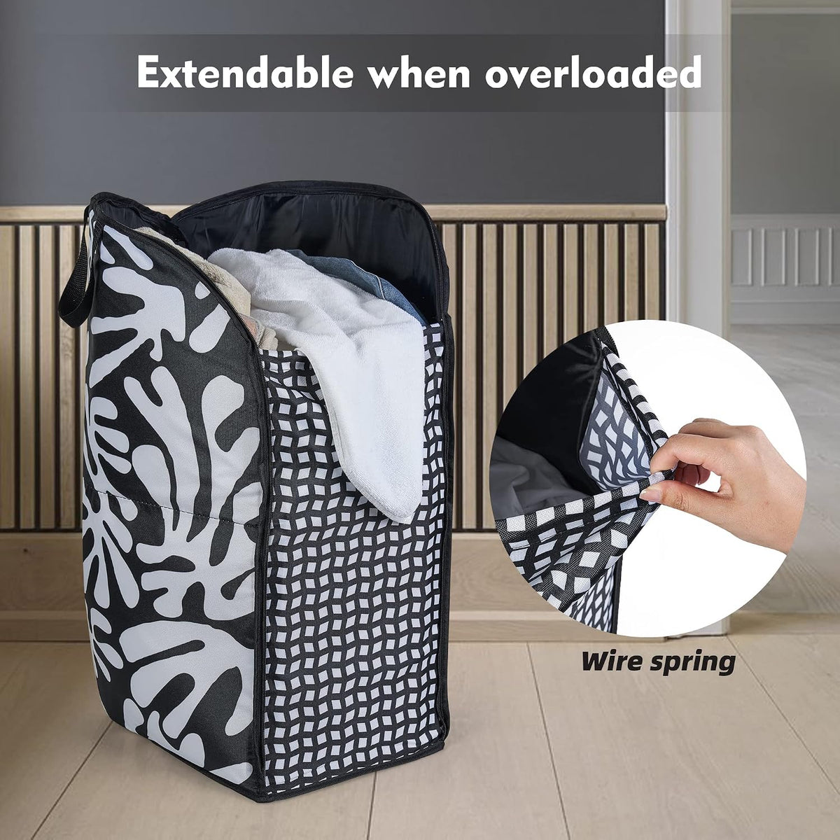 JOMOLA Collapsible Laundry Hamper 75L Large Fabric Foldable Laundry Basket Dirty Clothes Laundry Bag with Handles for Family College Dorm Storage Organizer (Black)