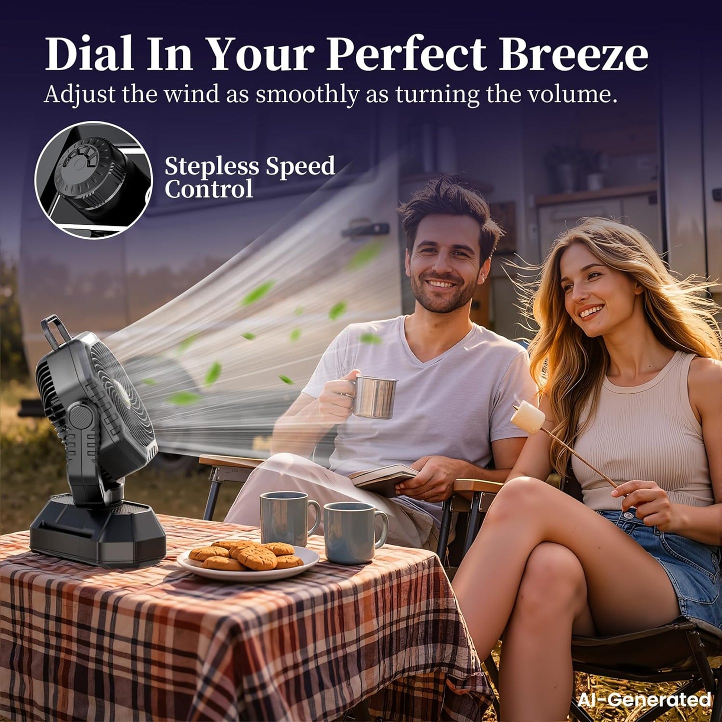 AJVV Camping Fan, Oscillating Battery Powered Portable Rechargeable Hanging Tent Fan with Light and Remote for Camp, Outdoor, Emergency Power Outage, Fishing, RV Travel, Black