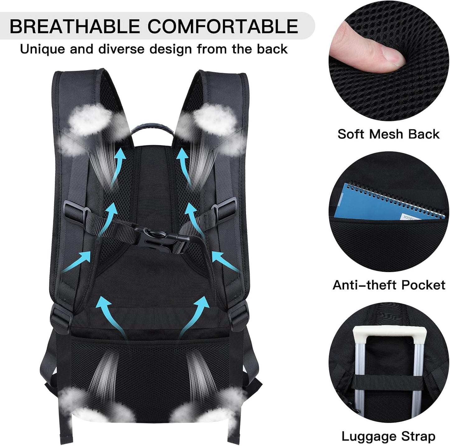 ANTERK Extra Large Backpack, Travel Backpack, Sturdy TSA Water Resistant 17.3 Inch Backpacks, Anti Theft Business Computer Backpacks Gifts for Men Women, Dark Blue