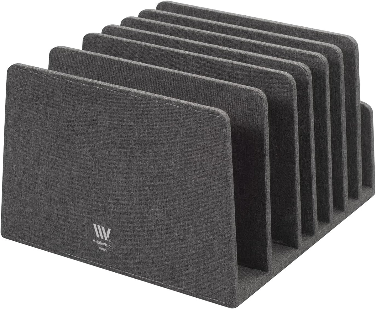 MobileVision Executive Dark Gray Device Organizer for Smartphones, Tablets and Laptops, 7 Slots with Extra Wide Slots for Laptops