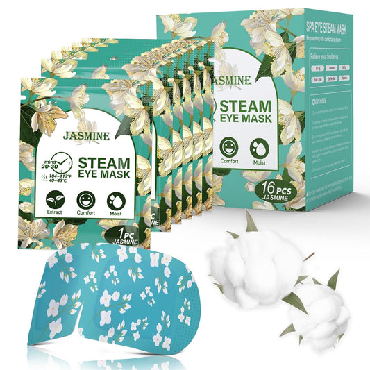 16 Packs Steam Eye Masks for Dry Eyes, Self Heating Warm Compress, Jasmine
